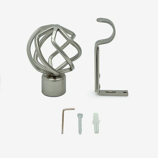 28mm Allure Classic Brushed Steel Cage Bay Window Eyelet pole