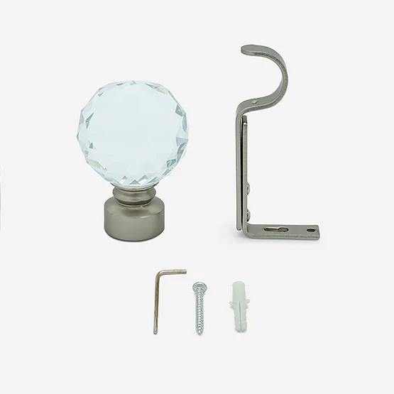 28mm Allure Classic Brushed Steel Crystal Eyelet pole
