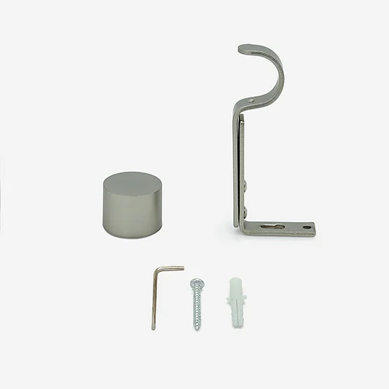 28mm Allure Classic Brushed Steel End Cap Bay Window Eyelet pole