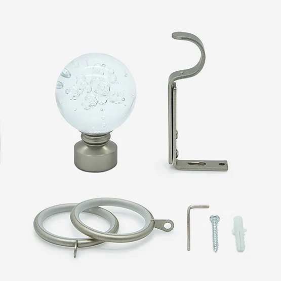 28mm Allure Classic Brushed Steel Glass Bubbles Bay Window pole