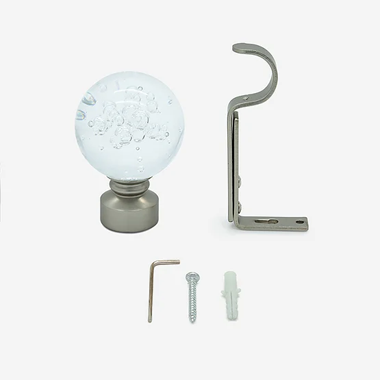 28mm Allure Classic Brushed Steel Glass Bubbles Eyelet pole