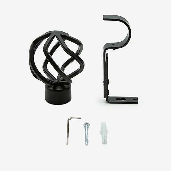 28mm Allure Classic Matt Black Cage Eyelet Bay Window pole