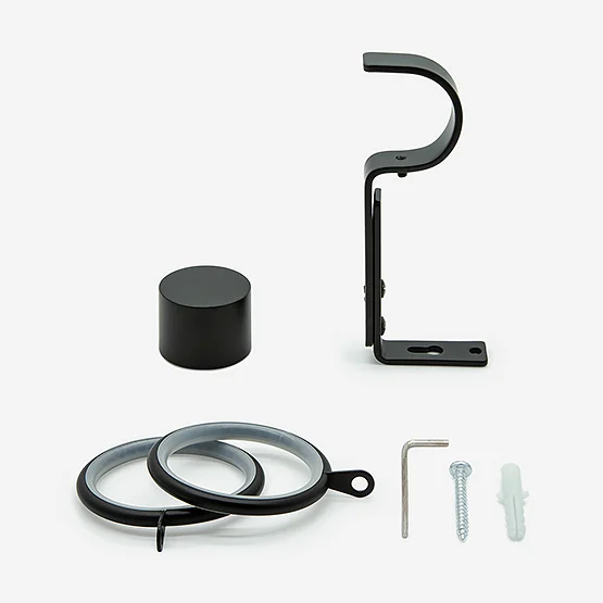 28mm Allure Classic Matt Black End Cap Bay Window pole