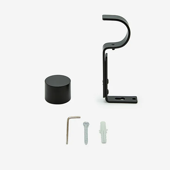 28mm Allure Classic Matt Black End Cap Eyelet Bay Window pole