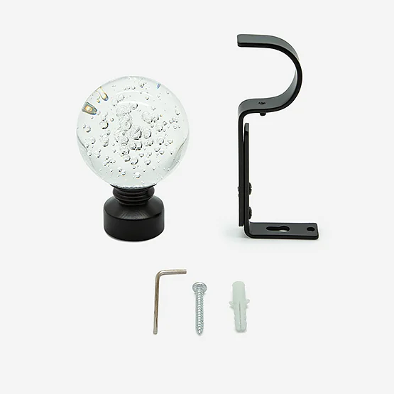 28mm Allure Classic Matt Black Glass Bubbles Eyelet Bay Window pole