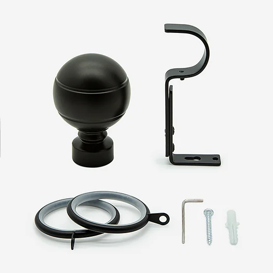 28mm Allure Classic Matt Black Ribbed Ball pole