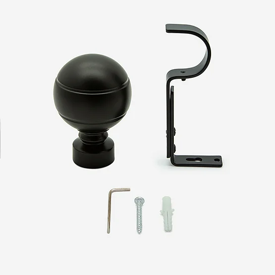 28mm Allure Matt Black Ribbed Ball Eyelet pole