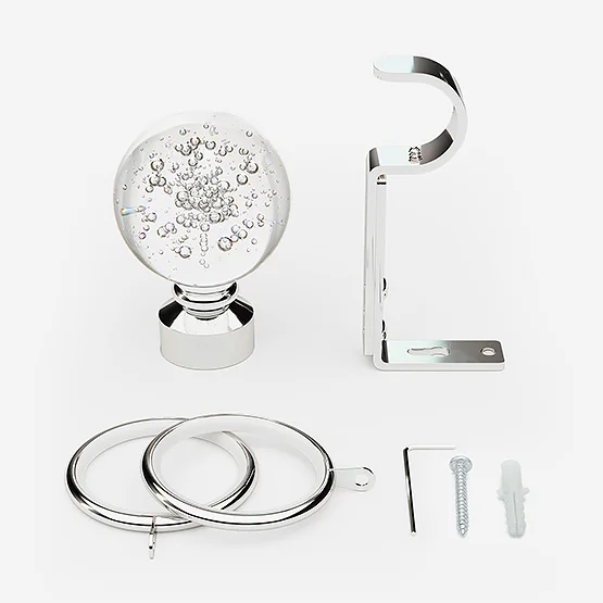 28mm Allure Classic Polished Chrome Glass Bubbles pole