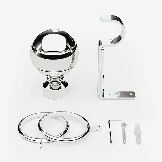 28mm Allure Classic Polished Chrome Ribbed Ball pole