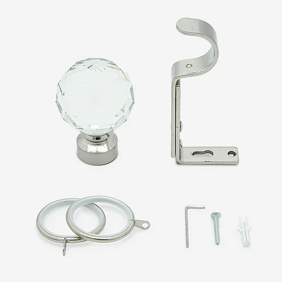 28mm Allure Classic Stainless Steel Effect Crystal Ball Bay Window pole