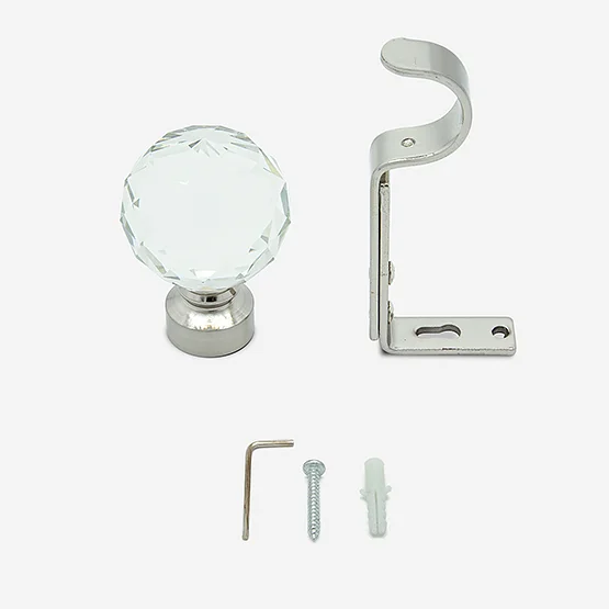 28mm Allure Classic Stainless Steel Effect Crystal Ball Eyelet Bay Window pole
