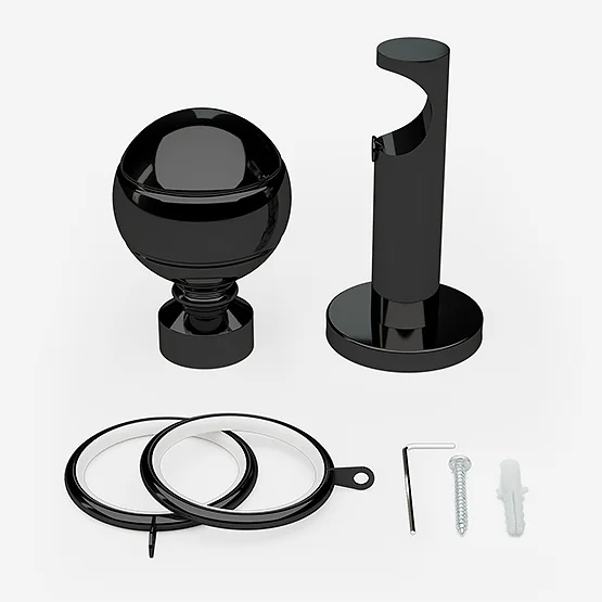 28mm Allure Signature Black Nickel Ribbed Ball pole