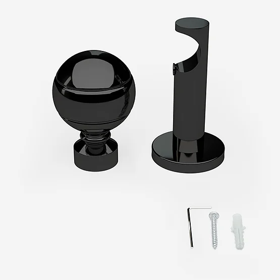 28mm Allure Signature Black Nickel Ribbed Ball Eyelet pole