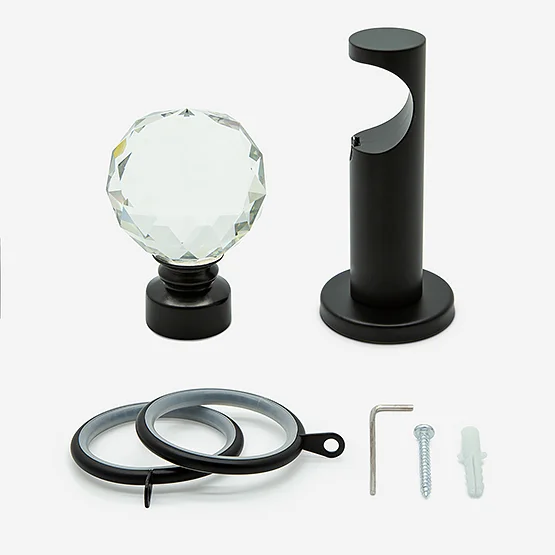 28mm Allure Signature Matt Black Crystal pole