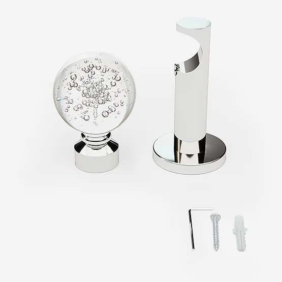 28mm Allure Signature Polished Chrome Glass Bubbles Eyelet pole