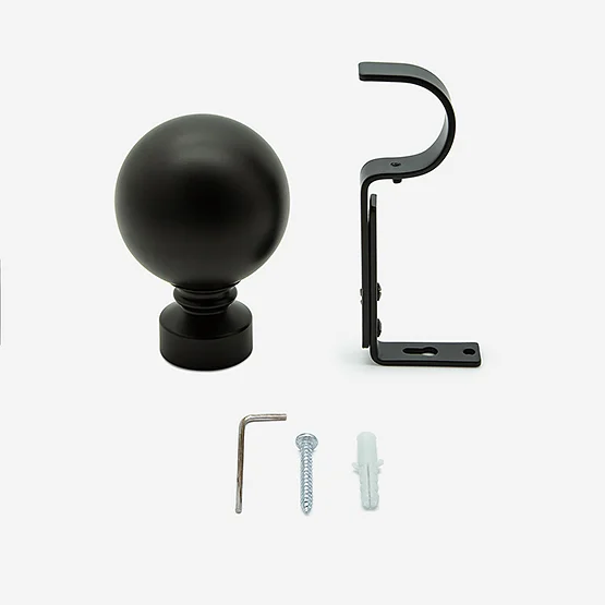 35mm Allure Classic Matt Black Ball Finial Eyelet pole
