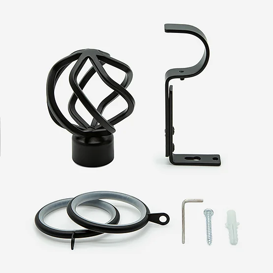 35mm Allure Classic Matt Black Cage Finial pole