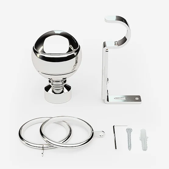 35mm Allure Classic Polished Chrome Ribbed Ball Finial pole