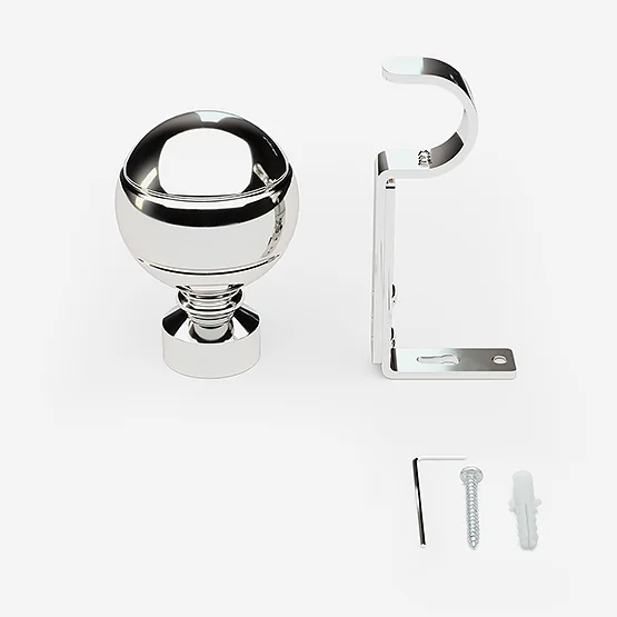 35mm Allure Classic Polished Chrome Ribbed Ball Finial Eyelet pole