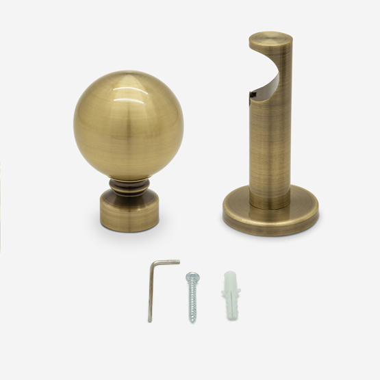 35mm Allure Signature Antique Brass Ball Finial Eyelet pole
