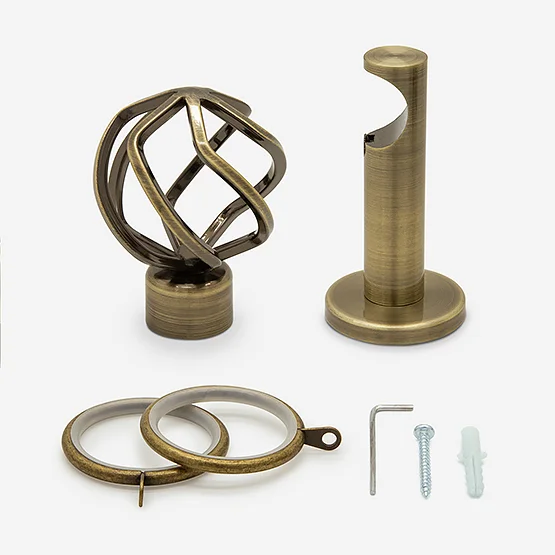 35mm Allure Signature Antique Brass Cage Finial pole