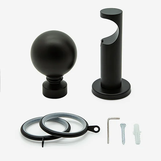 35mm Allure Signature Matt Black Ball Finial pole