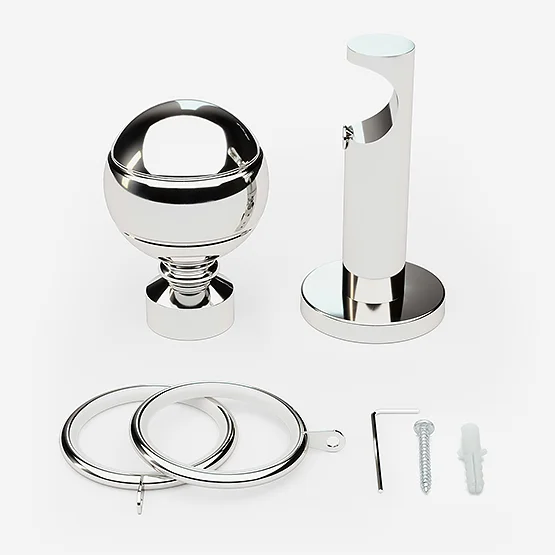 35mm Allure Signature Polished Chrome Ribbed Ball Finial pole