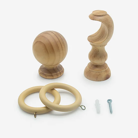 35mm Prime Light Oak Ball Curtain Pole pole