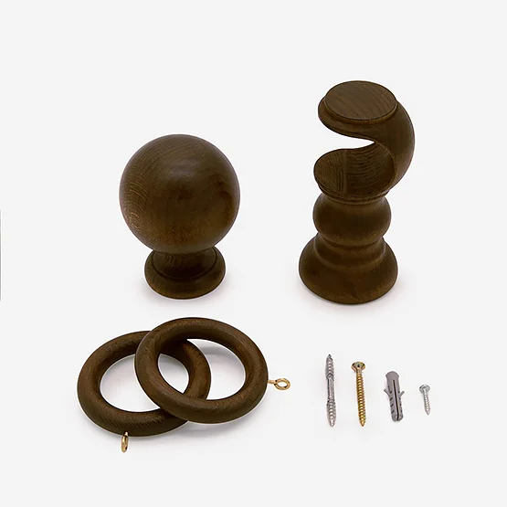50mm Oxford Dark Walnut Ball Finial  pole