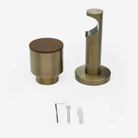 28mm Signature Antique Brass & Walnut Drum Eyelet pole