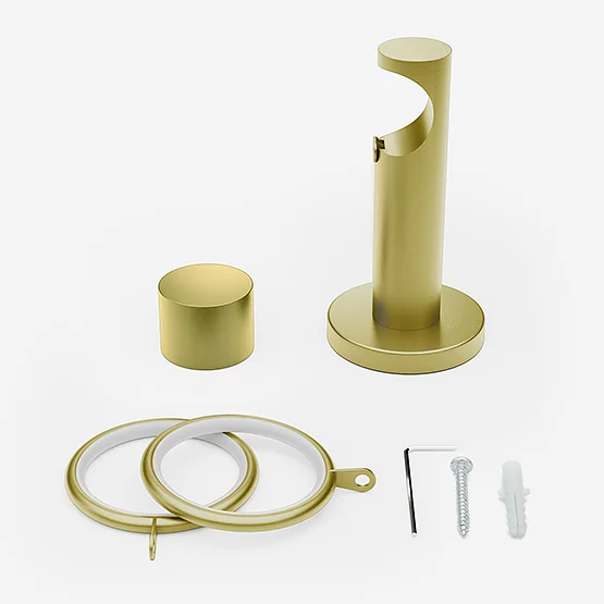 28mm Signature Brushed Gold & Light Oak End Cap pole