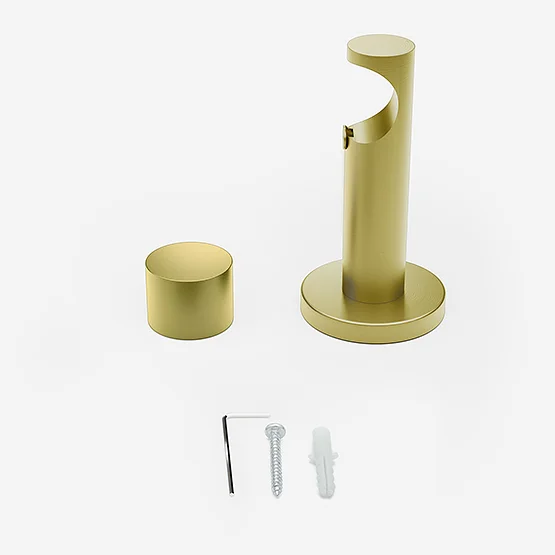 28mm Signature Brushed Gold & Natural Oak End Cap Eyelet pole