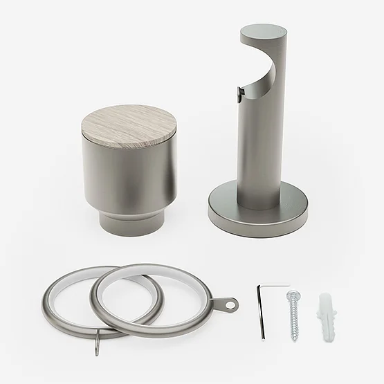 28mm Signature Brushed Steel & Light Oak Drum pole