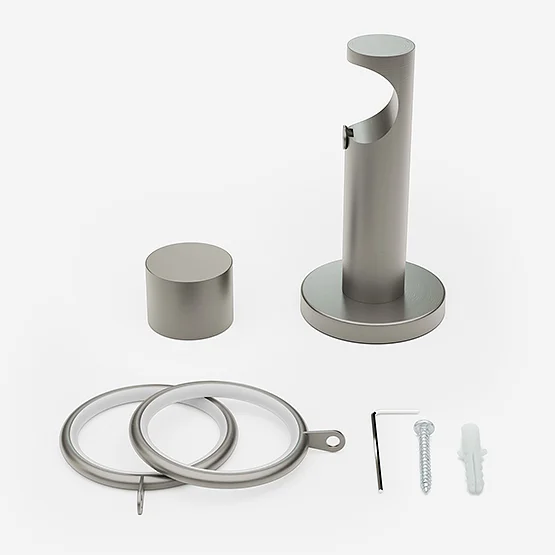 28mm Signature Brushed Steel & Light Oak End Cap pole