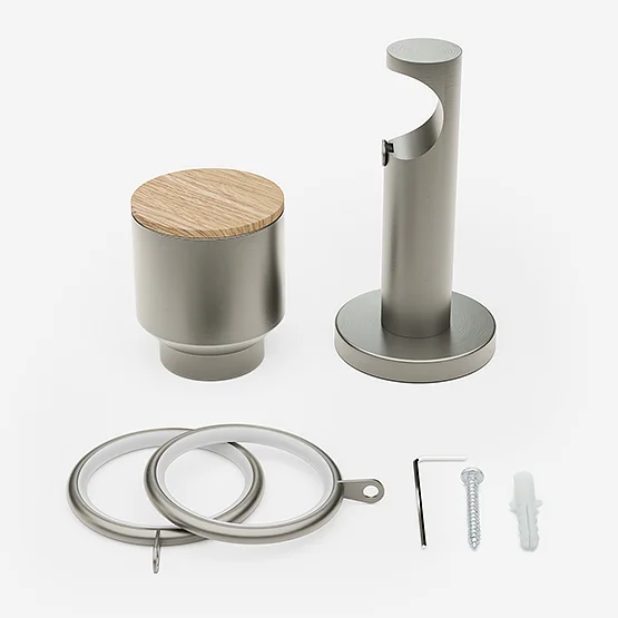 28mm Signature Brushed Steel & Natural Oak Drum pole