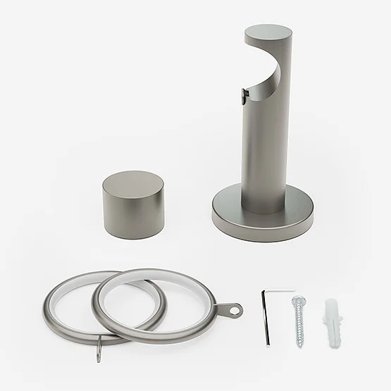 28mm Signature Brushed Steel & Natural Oak End Cap pole