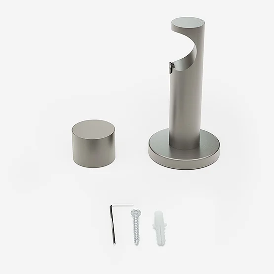28mm Signature Brushed Steel & Natural Oak End Cap Eyelet pole