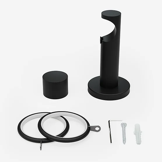 28mm Signature Matt Black & Aged Oak End Cap pole