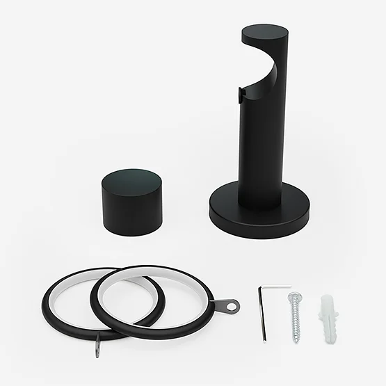 28mm Signature Matt Black & Natural Oak End Cap pole