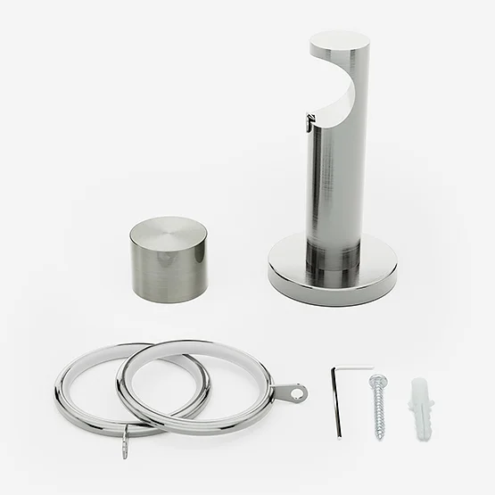 28mm Signature Stainless Steel & Aged Oak End Cap pole