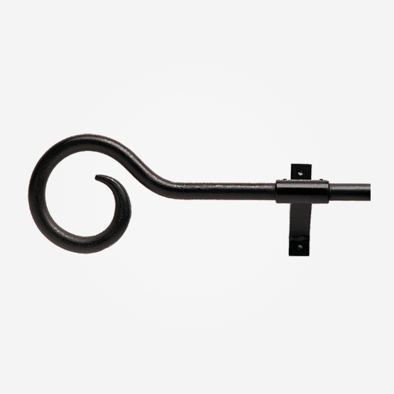 16mm Black Wrought Iron Crozier Finials Curtain Pole
