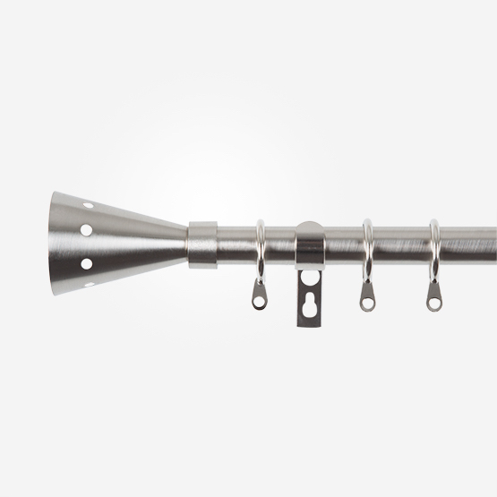 19mm Herald Satin Steel Trumpet Curtain Pole