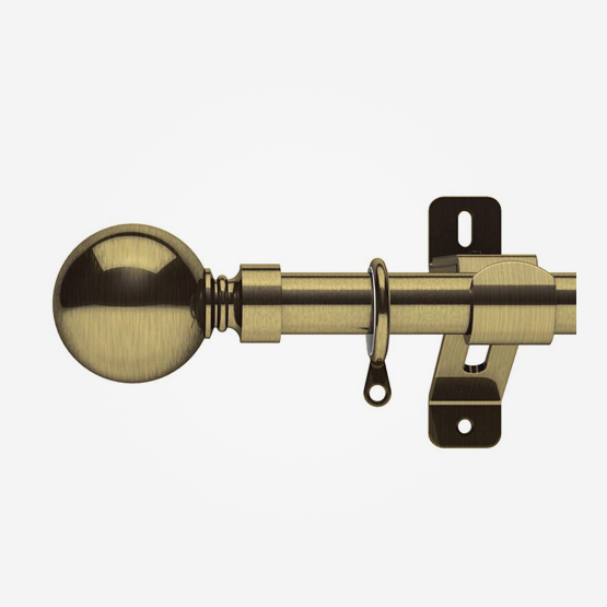 25/28mm Swish Elements Belgravia Antique Brass Steel Classic Ball Curtain Pole