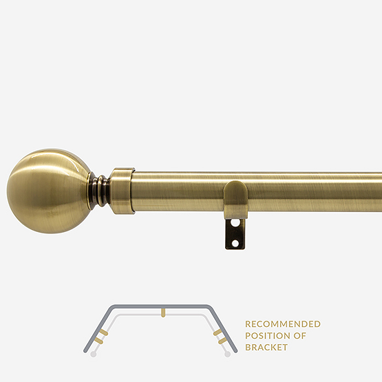 28mm Allure Classic Antique Brass Ball Eyelet Bay Window Curtain Pole