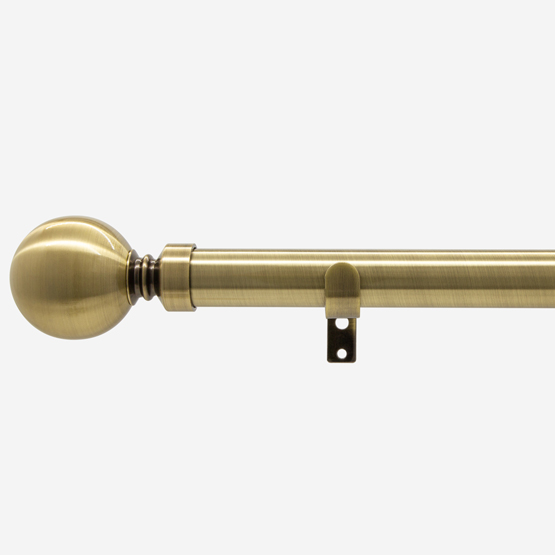 25/28mm Extendable Antique Brass Curtain Pole BALL Finials  210-360cm 