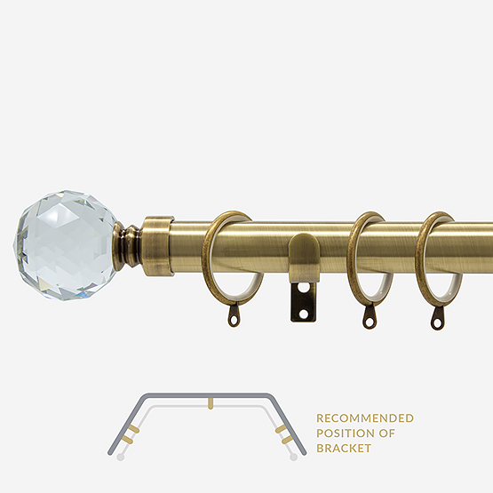 28mm Allure Classic Antique Brass Crystal Ball Bay Window Curtain Pole
