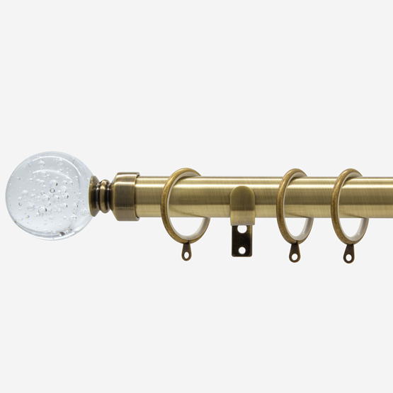28mm Allure Classic Antique Brass Glass Bubbles Curtain Pole