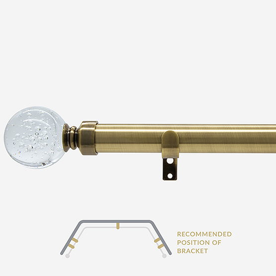 28mm Allure Classic Antique Brass Glass Bubbles Eyelet Bay Window Curtain Pole