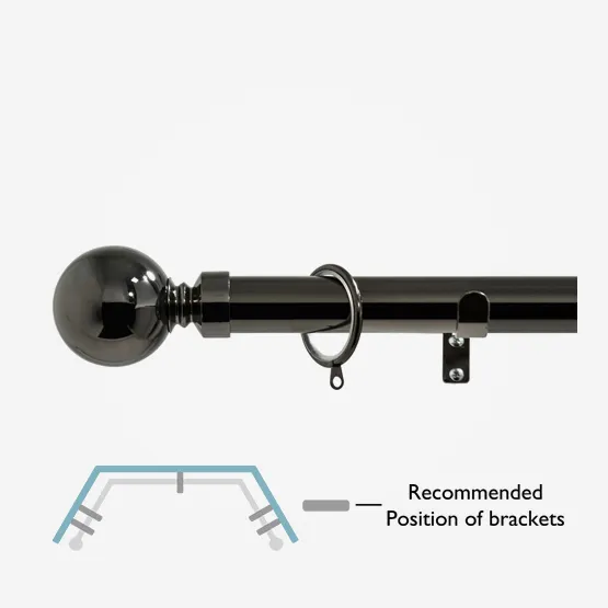 28mm Allure Classic Black Nickel Ball Bay Window pole