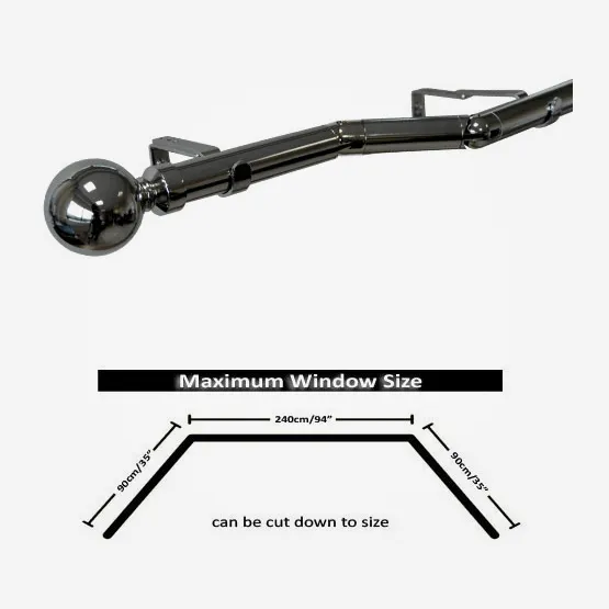 28mm Allure Classic Black Nickel Ball Eyelet Bay Window pole